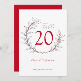 Invitación Número de tabla y menú Boda moderno (rojo)