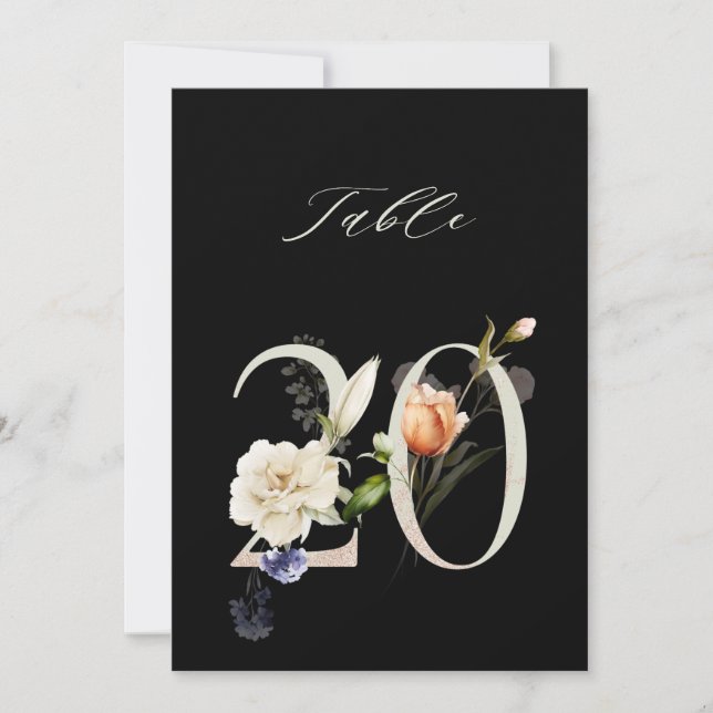 Invitación Número floral botánico 5x7 Número 20, Número de me (Anverso)