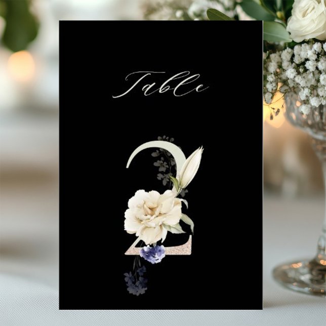 Invitación Número floral botánico 5x7 número 2, número de mes (Subido por el creador)