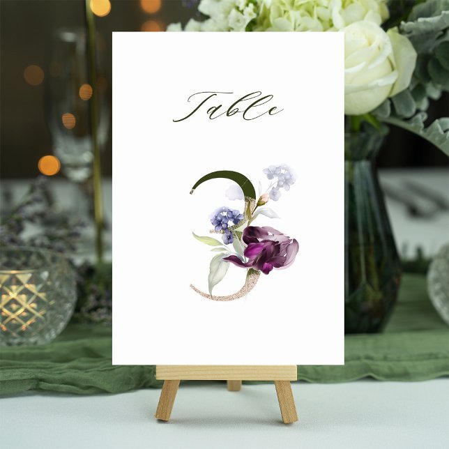 Invitación Número floral botánico 5x7 número 3, número de mes (Subido por el creador)