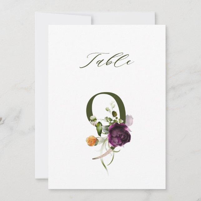 Invitación Número floral botánico 5x7 Número 9, Número de mes (Anverso)