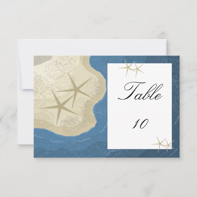 Invitación Números de Asiento de Mesa de Estrellas de Mar y O (Anverso)