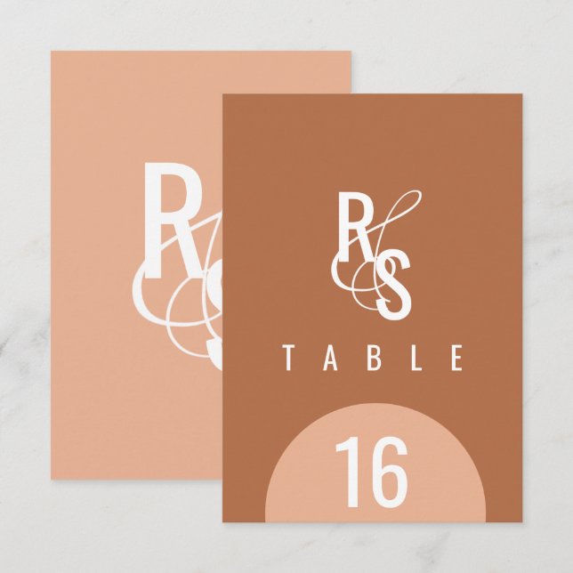 Invitación Números de asientos Boda de Terracota oscuro (Anverso / Reverso)