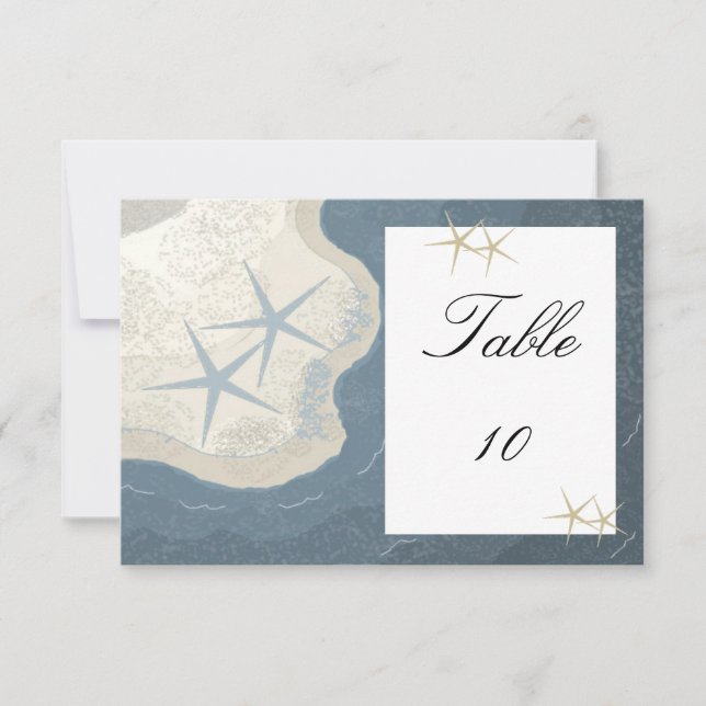 Invitación Números de Asientos de Mesa de Estrella de Mar y O (Anverso)