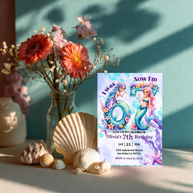 Invitación Números de cumpleaños de sirena 67 niños (Subido por el creador)