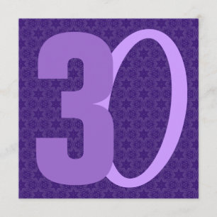 Invitación Números de cumpleaños gigantes púrpura W956