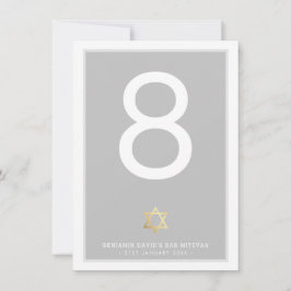 Invitación NÚMEROS DE LA MESA Bar Mitzvah estrella de david g