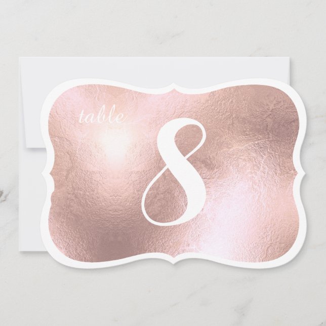 Invitación Números de la mesa de oro Rosa de PixDezines Antiq (Anverso)
