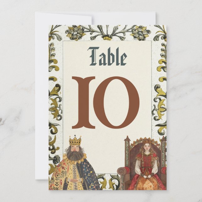 Invitación Números de la tabla de Bodas reales del Renacimien (Anverso)