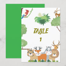 Números de tabla Baby Shower de animales de bosque