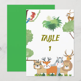 Invitación Números de tabla Baby Shower de animales de bosque
