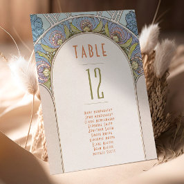 Invitación Números de tabla Boda Art Nouveau vintage