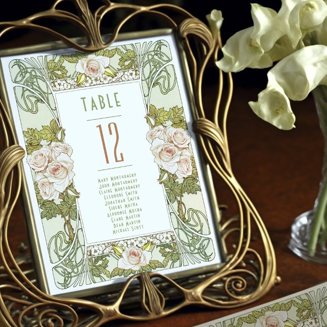 Invitación Números de tabla Boda Art Nouveau vintage (Subido por el creador)