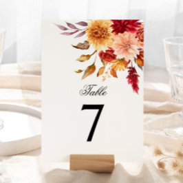 Invitación Números de tabla Boda de las flores de otoño