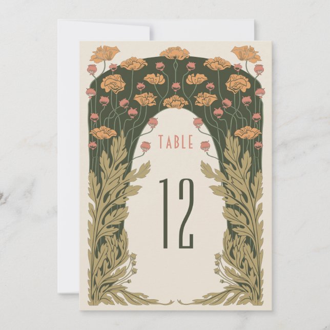 Invitación Números de tabla Boda de olivos y Naranjas (Anverso)