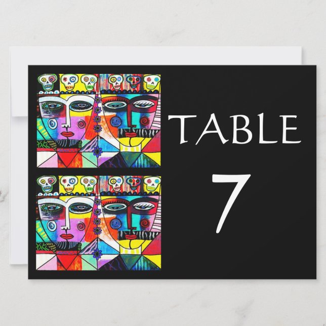 Invitación NÚMEROS DE TABLA boda - Día De Los Muertos (Anverso)