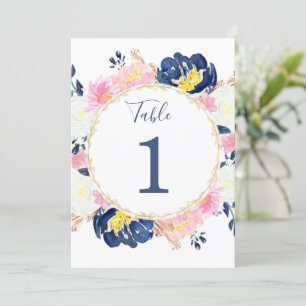 Invitación Números de tabla de 5"x7" amarillos amarillos rosa