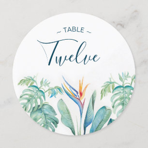 Invitación Números de tabla de acuarela tropical