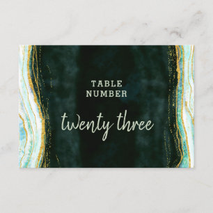 Invitación Números de tabla de Boda de Ageo Verde y Oro verde