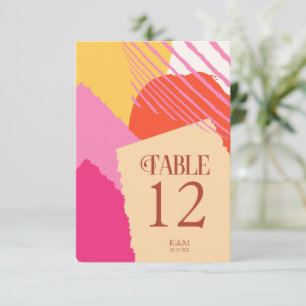 Invitación Números de tabla de Boda de bloques de color ID de