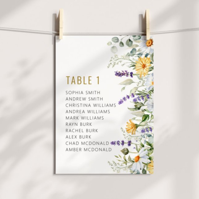 Invitación Números de tabla de Boda de Chamomile y Eucalyptus (Subido por el creador)