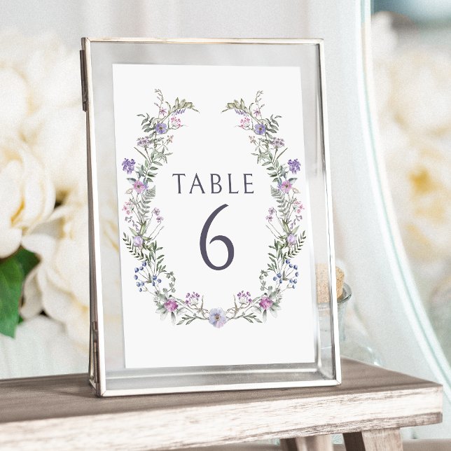 Invitación Números de tabla de boda de flores violeta de Lave (Subido por el creador)