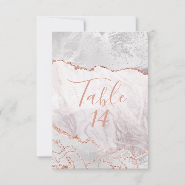 Invitación Números de tabla de Boda de Gilt de Agate de Oro B (Anverso)