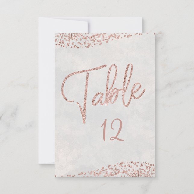 Invitación Números de tabla de Boda de Glam de marfil blanco  (Anverso)