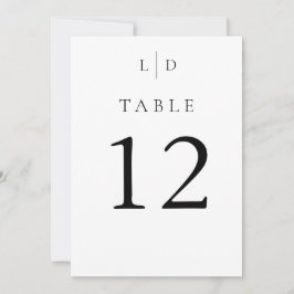 Invitación Números de tabla de Boda de monograma Minimalista 