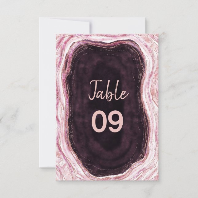 Invitación Números de tabla de Boda de oro de Borgoña y Rosa (Anverso)