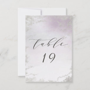 Invitación Números de tabla de Boda de plata morada de Ombre 