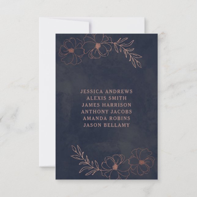 Invitación Números de tabla de Boda de Relieve metalizado dor (Reverso)