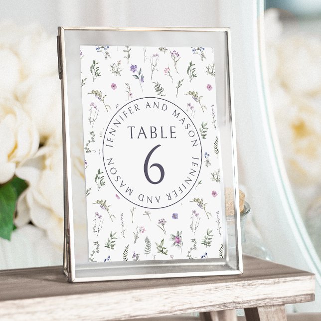 Invitación Números de tabla de boda floral de lavanda morada (Subido por el creador)