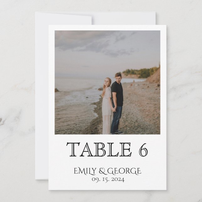 Invitación Números de tabla de Boda sencillamente clásicos (Anverso)