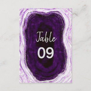 Invitación Números de tabla de Bodas de Ametilo morado y plat