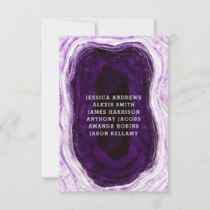 Invitación Números de tabla de Bodas de Ametilo morado y plat