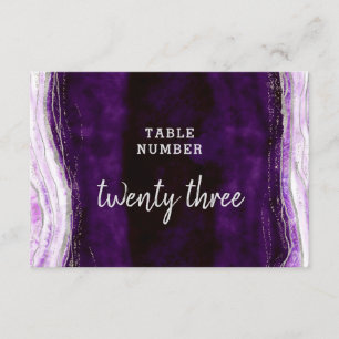 Invitación Números de tabla de Bodas de Ametilo morado y plat