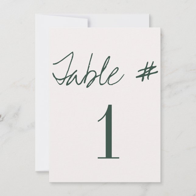 Invitación Números de tabla de Bodas de caligrafía moderna (Anverso)