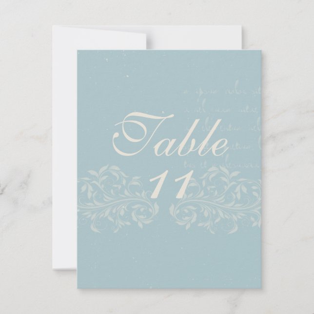 Invitación Números de tabla de bodas de damasco de época (Anverso)