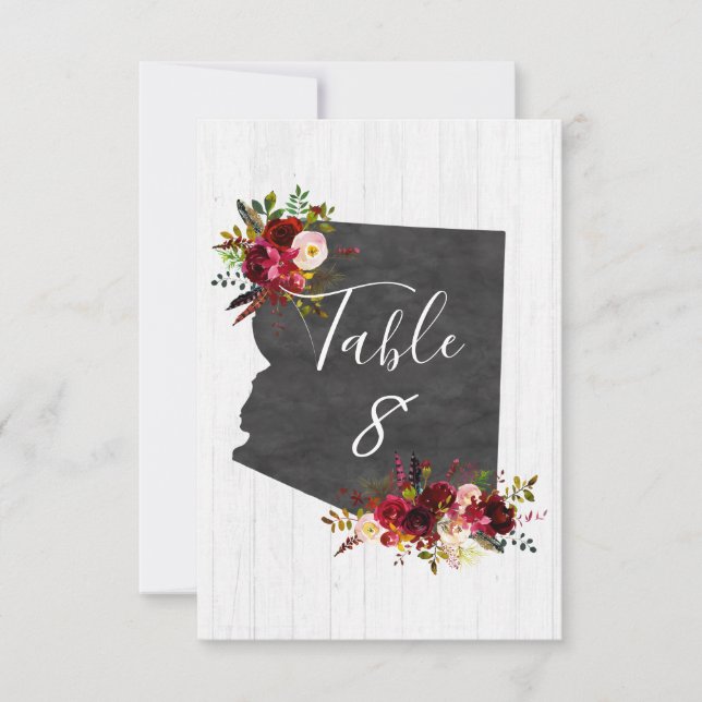 Invitación Números de tabla de bodas de destino del estado de (Anverso)