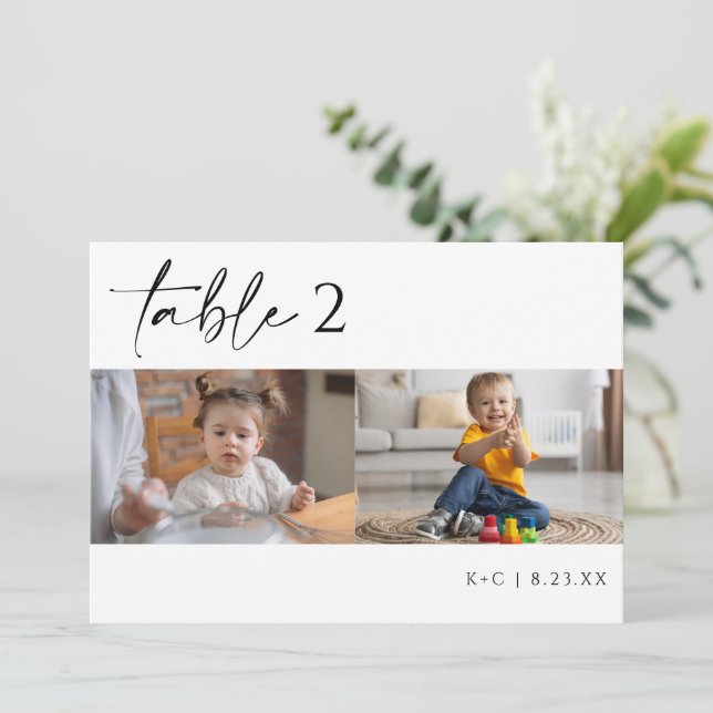 Invitación Números de tabla de Bodas de fotografía Minimalist (Anverso de pie)