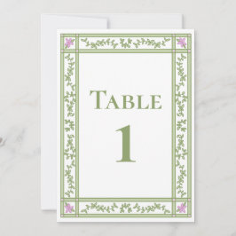 Invitación Números de tabla de bodas de jardín botánico de fl