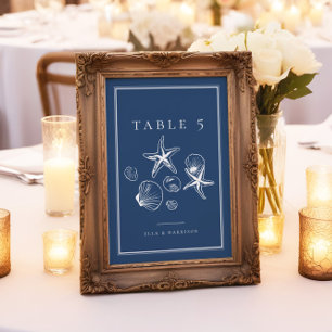 Invitación Números de tabla de Bodas de la cubierta marina az