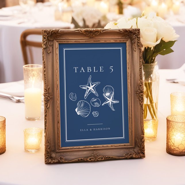 Invitación Números de tabla de Bodas de la cubierta marina az (Subido por el creador)
