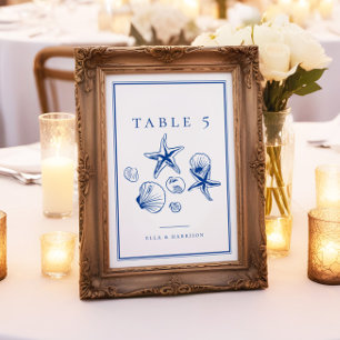 Invitación Números de tabla de Bodas de la cubierta marina az