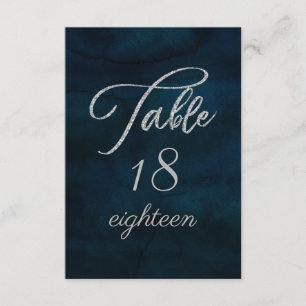 Invitación Números de tabla de Bodas de la Navy Luster Dark B