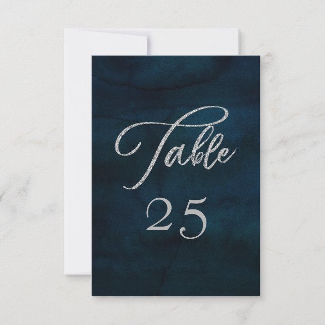 Invitación Números de tabla de Bodas de los asientos plateado (Anverso)