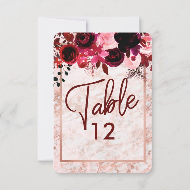 Invitación Números de tabla de Bodas de oro de flores y Rosas (Anverso)