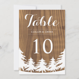 Invitación Números de tabla de Bodas forestales