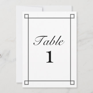 Invitación Números de tabla de Bodas Minimalistas en blanco y